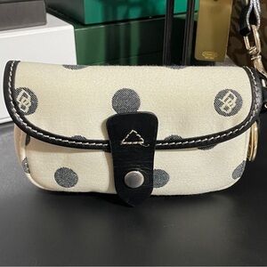 Dooney & Bourke Black and Cream Polka Dot Clutch